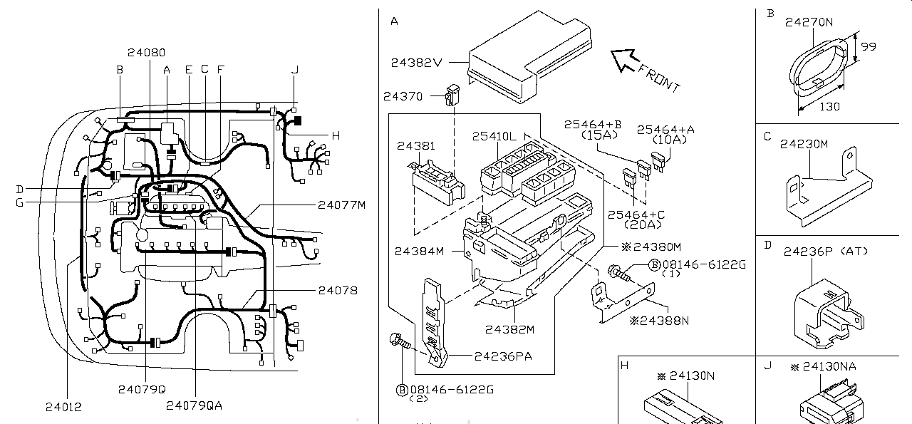 Nissan SKYLINE R34 BLOCK ASSEMBLY,FUSE (24321-5L700)