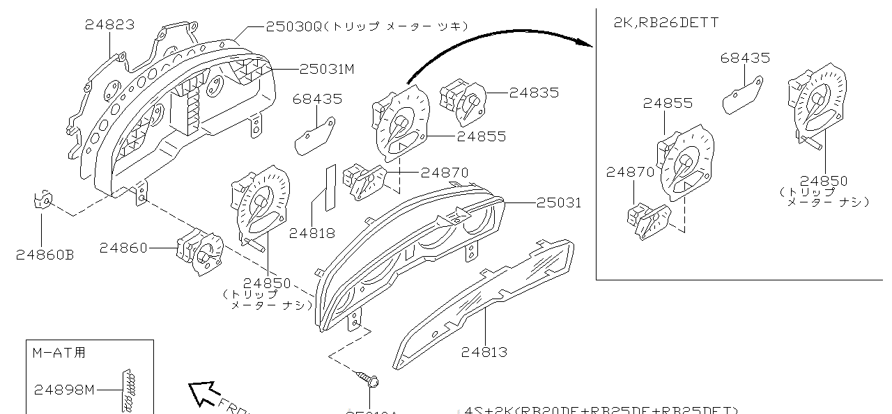 Nissan SKYLINE R34 CIRCUIT ASSEMBLY ,PRINTED W/ODO & TRIP METER (24814-AA302)