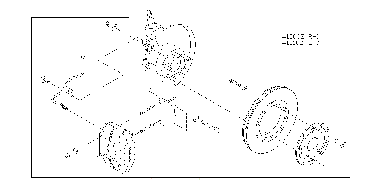 Nissan SKYLINE R34 BRAKE ASSEMBLY,FRONT RH (41000-RP802)