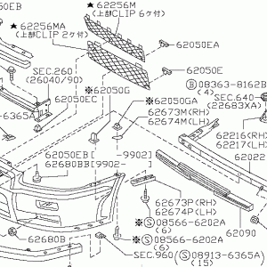 Nissan SKYLINE R34 ABSORBER,ENERGY FRONT BUMPER (62090-AA400)