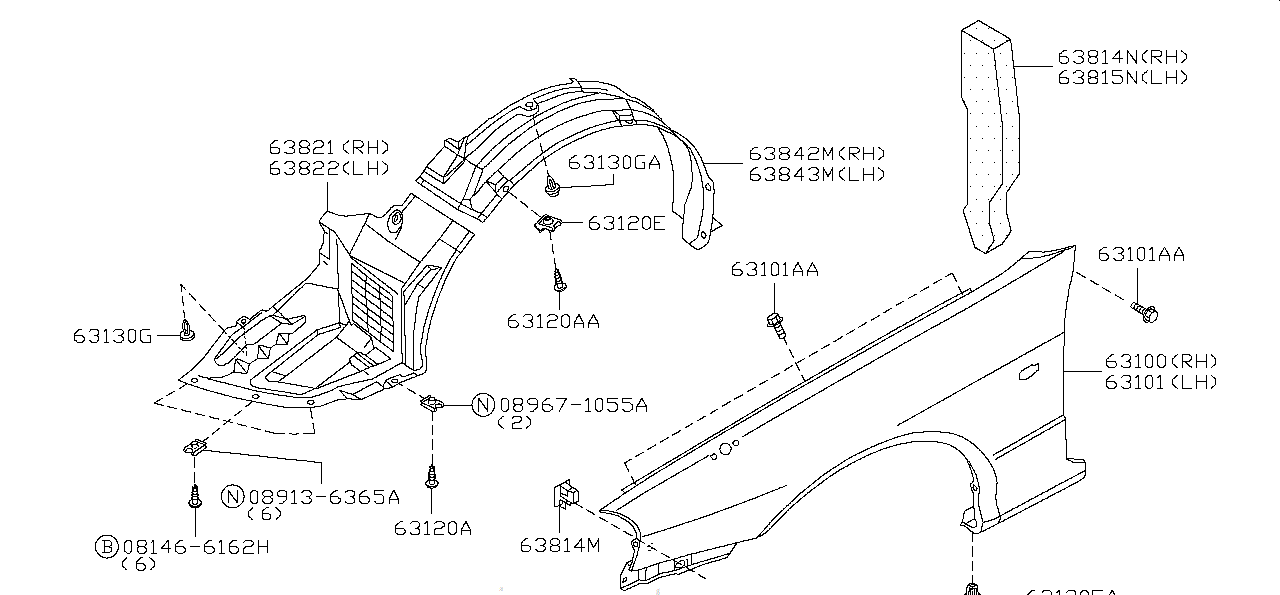 Nissan SKYLINE R34 PROTECTOR,END RH (63814-AA410)