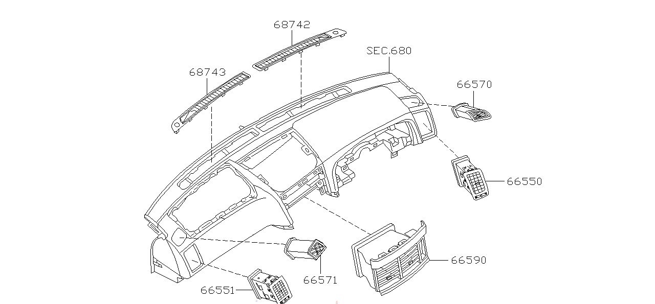 Nissan SKYLINE R34 VENTILATOR ASSEMBLY,SIDE LH (68761-AA000)