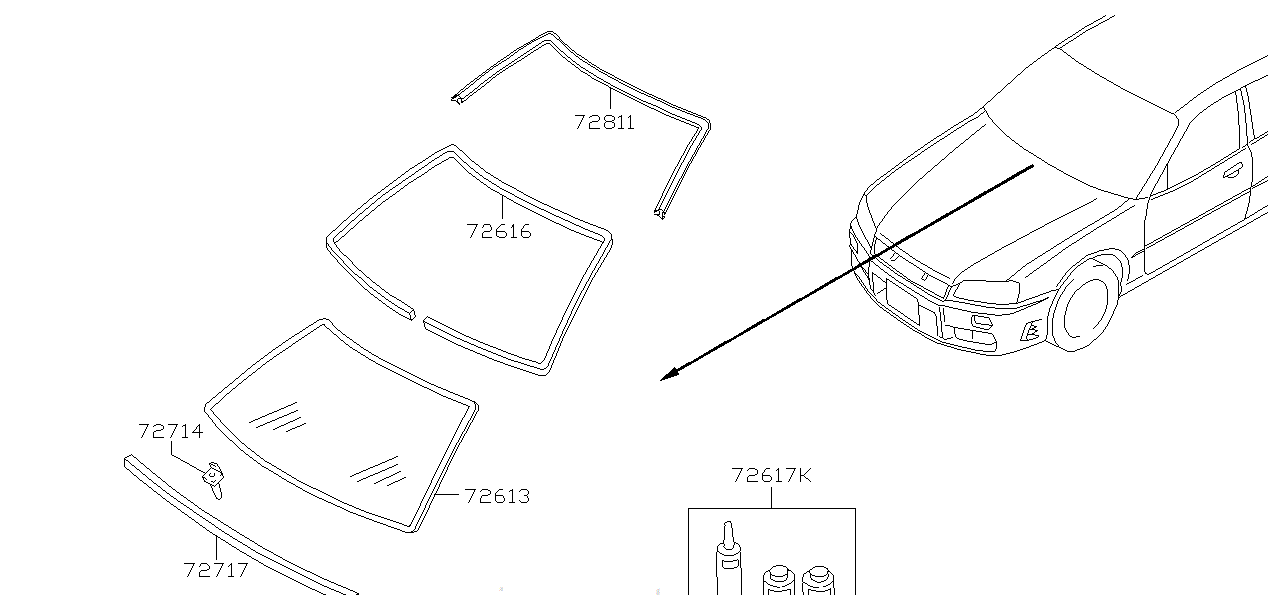 Nissan SKYLINE R34 GLASS,WINDSHIELD (72712-AA005)