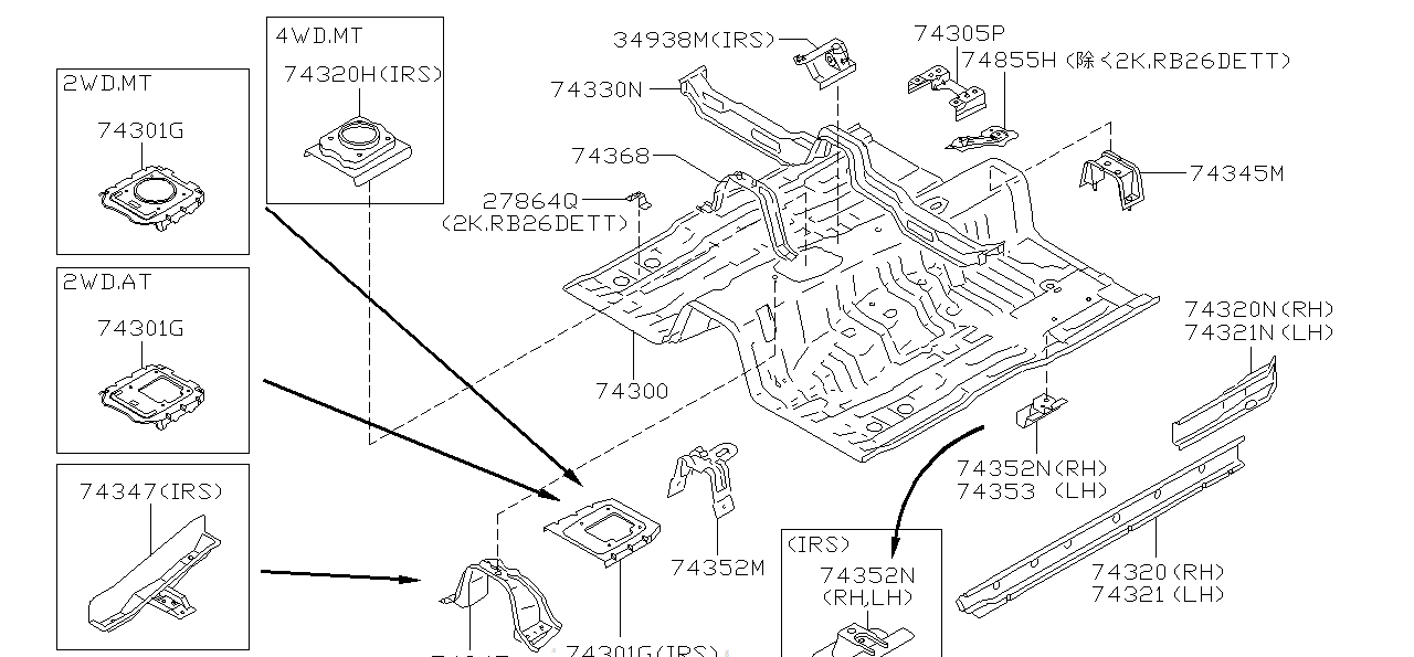 Nissan SKYLINE R34 BRACKET,CENTER BEARING MOUNTING (74316-70T07)