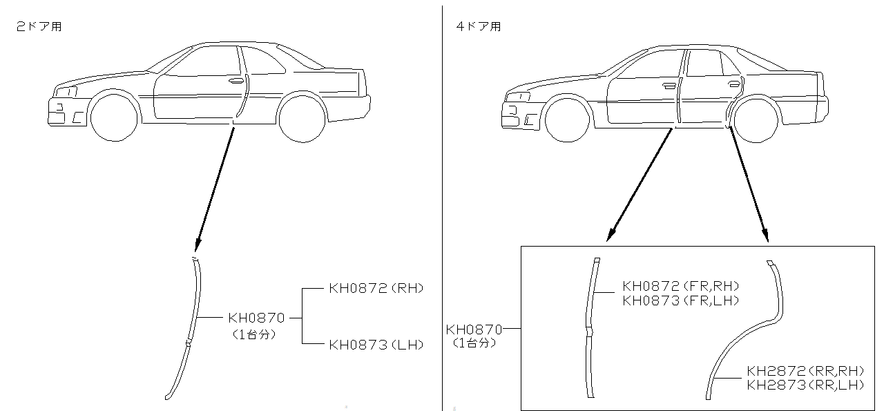 Nissan SKYLINE R34 DOOR EDGE MOLDING FR RH (H0872-AA000)